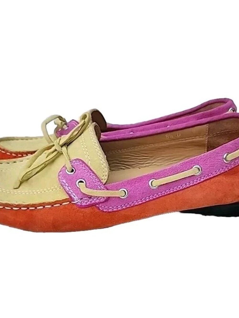 Vaneli Portugal Colorblock Pink Genuine Suede Mocassin Driving Comfy Shoes Sz8M - Picture 6 of 12